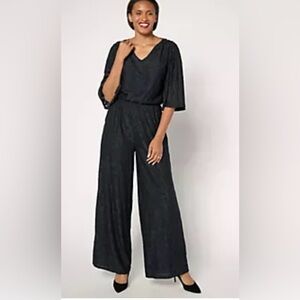 Destination 365 Regular Satin Jacquard Wide Leg Jumpsuit